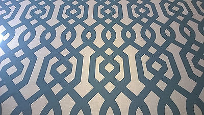 Kravet Blue Woven Lattice Scrollwork Trellis Fretwork Fabric 3 5/8yd 31392-516