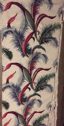 Vintage HAWAIIAN Tiki BARKCLOTH Fabric TROPICAL ROYAL PALMS 5.4 YDS 196
