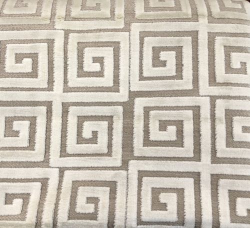 Lee Jofa Greek Key Upholstery Fabric- Athenee Velvet / Ivory 2.80 yd 2014116.101