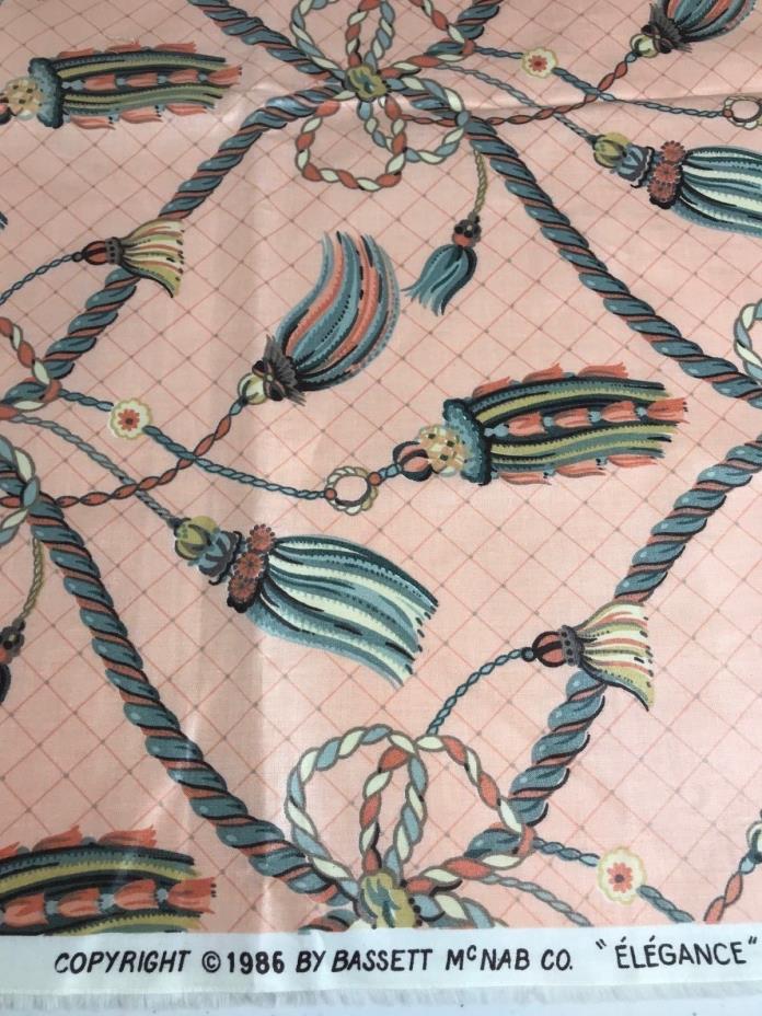 Designer Fabric Sample Bassett McNab Elegance Chintz 1986 Cords Tassels 27 x 54