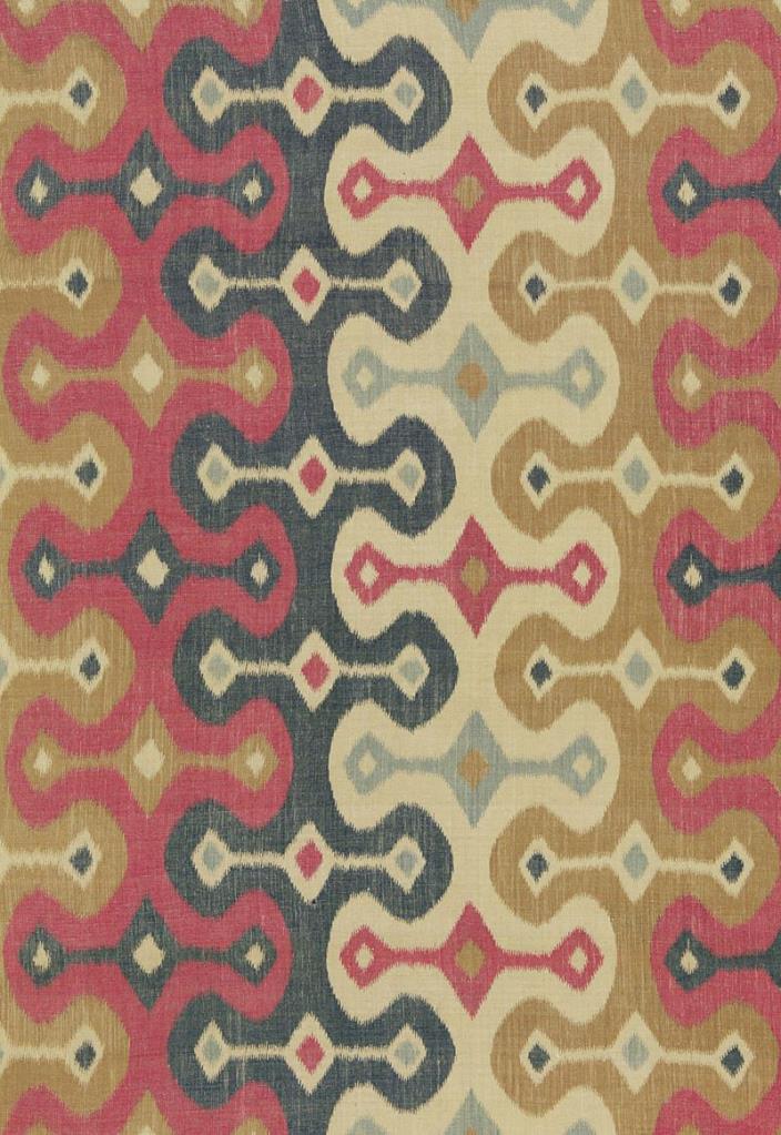 Schumacher Ikat Linen Weave Upholstery Fabric- Darya Ikat / Spice 3.30 yd 174831