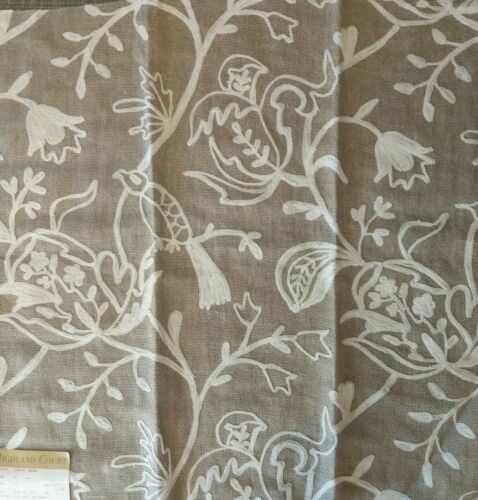 Highland Court Bjork Crewel Fabric Remnant In Linen
