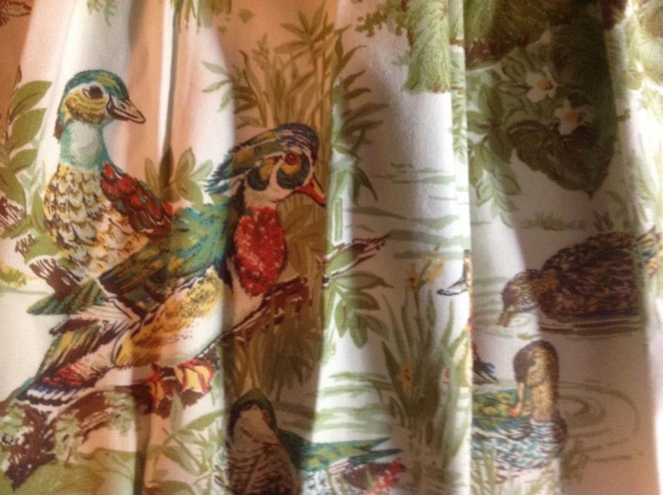 Vintage Drapes Duck Pond Waverly Fabric 6 Panels NEW