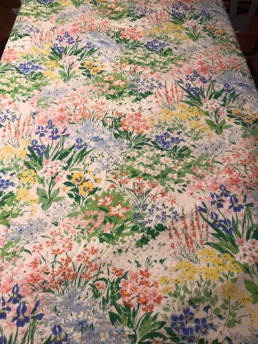 2 Vintage Broadcloth Floral Curtains Panels For Fabric Cutter