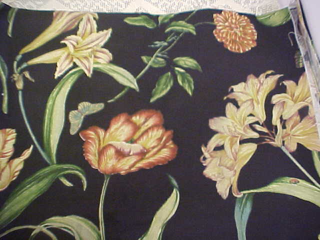 Decorator Fabric Manufacturer Unknown Linen Type BK Background Floral Print