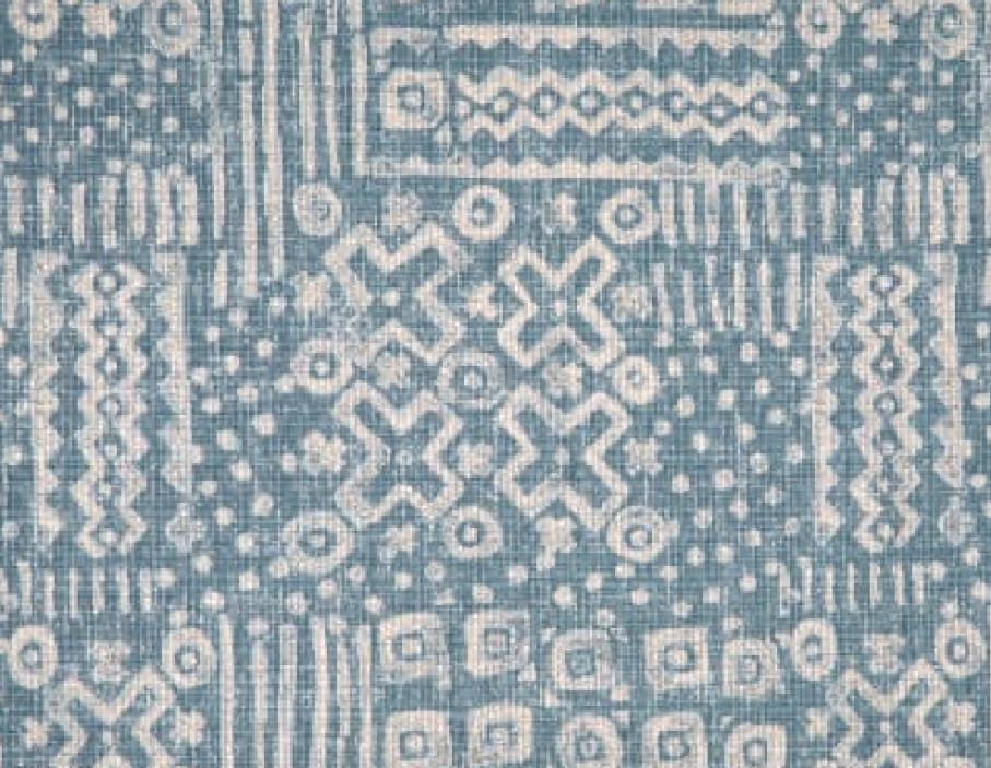 V23Q AFRICAN INSPIRED MUD CLOTH WOVEN UPHOLSTERY FABRIC BLUE BTY 55