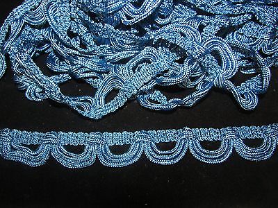 9 yds vintage french blue swag trim fringe doll costume chair drapes baroque