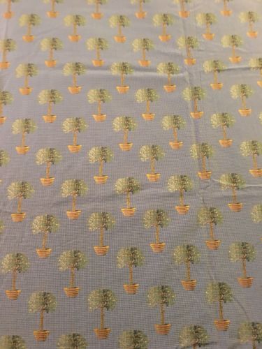 Vintage Blue Yellow Gold Cotton TAPESTRY UPHOLSTERY FABRIC 1.5 Yards X 54