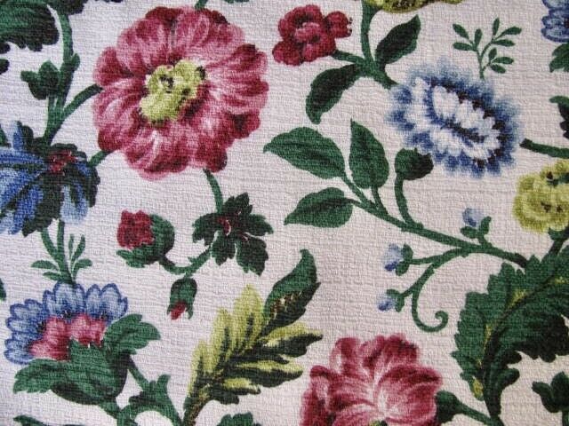 30's  VTG Cabbage Roses Floral HOLLYWOOD - Florida Barkcloth Fabric 7 YDS