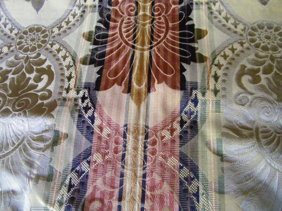 29 In. Woven Gold, Black, Rust, Olive  Damask Stripe Upholstery Fabric 54