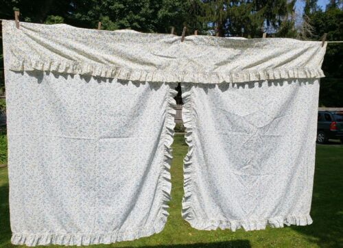Charming Vintage Mini Floral Print Ruffled Cafe Curtains & Valance