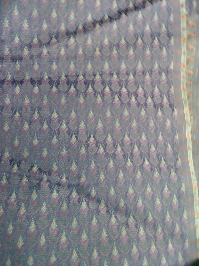 Upholstery Fabric Remnant Blue/Aqua/Orange 5Pc