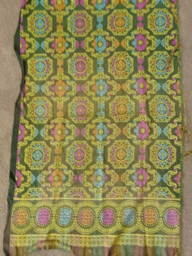 Vintage 60s Mod Faded Textile Remnant Upholstery Material Loomed Bright Colors