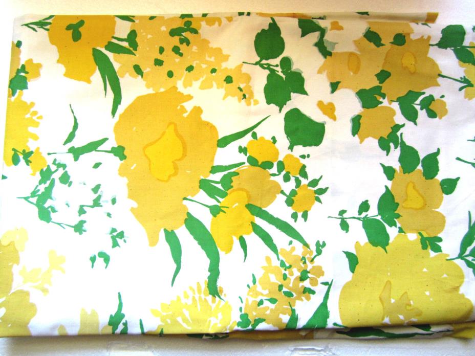 2 yd Eaglesham Hand-Printed ANTIBES Vintage Upholstery Fabric Yellow White Green