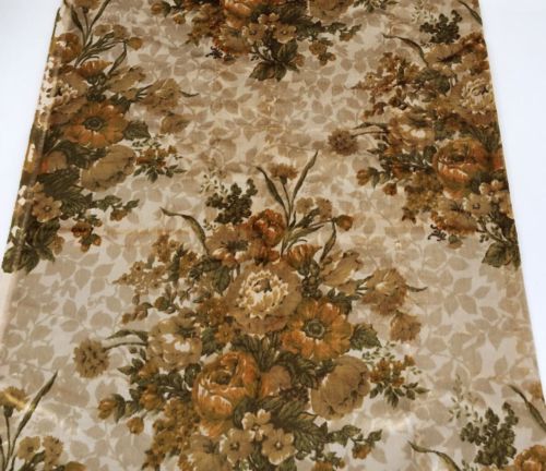 Vintage Mid Century Velvet Upholstery Fabric 58” X 54” Floral With Warm Tones
