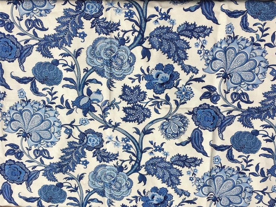 KRAVET Barclay Butera Woven Floral Blue & Cream Linen Cotton Fabric 1.33 YDS New