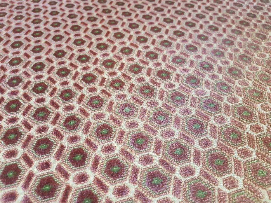 TRAVERS/ OLD WORLD WEAVERS  PINK FRENCH CUT VELVET UPHOLSTERY FABRIC 7.3YDS