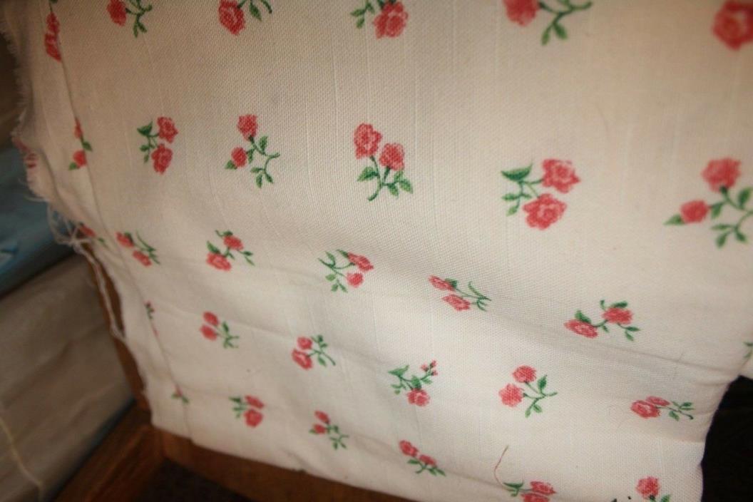 Upholstery Remnant heavier cotton Fabric Craft Material pink roses 2+ yd 54 x 92