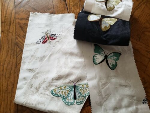NINA CAMPBELL OSBORNE & LITTLE Fabric Remnant - FARFALLA SILK - BUTTERFLIES $243