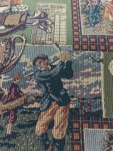 3 Yards Vintage Looking Golf Tapestry Upholstery Fabric 54” Wide