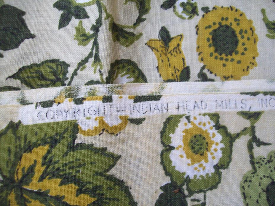 Indian Head Mills cotton Fabric Floral Decor greens tans 44