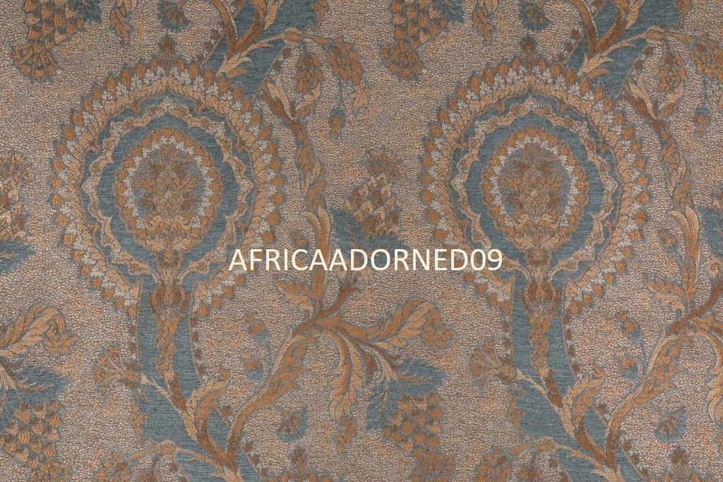C53V MAGNIFICENT WOVEN CHENILLE UPHOLSTERY FABRIC 5 YARDS BLUES