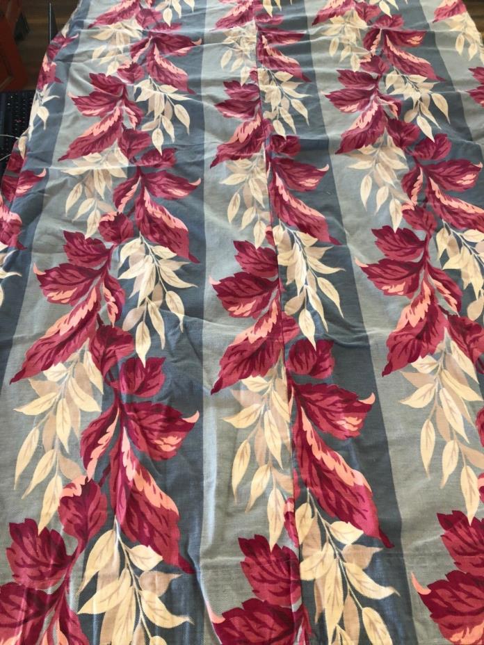 Vintage 40s Barkcloth Curtain Panel and Remnant