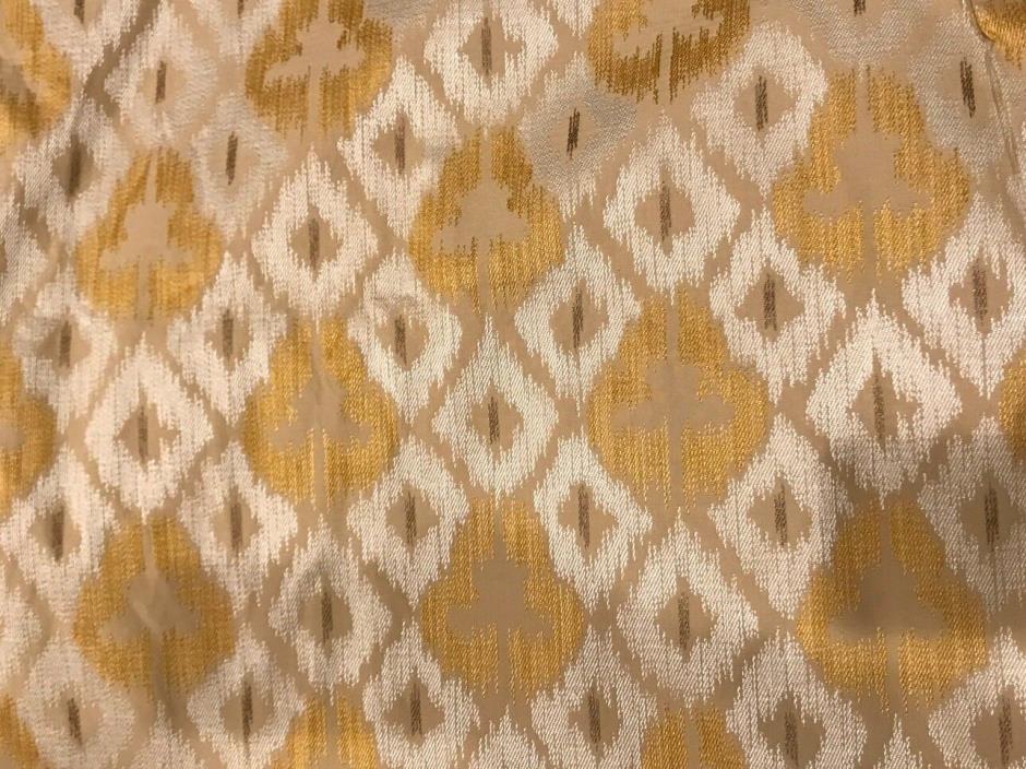 Scalamandre Flame Stitch Silk Fabric, 3 Yard Remnant, Gold, Tan Diamond Pattern