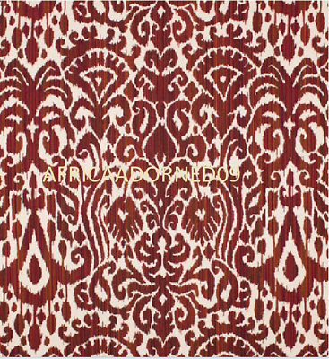 L31L EXOTIC AND ETHNIC CHIC IKAT  WOVEN UPHOLSTERY FABRIC 5 YARDS RED