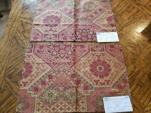 (2) Vintage COWTAN & TOUT Fabric Remnants - NANJING 03 - Woven Tribal  -  $416