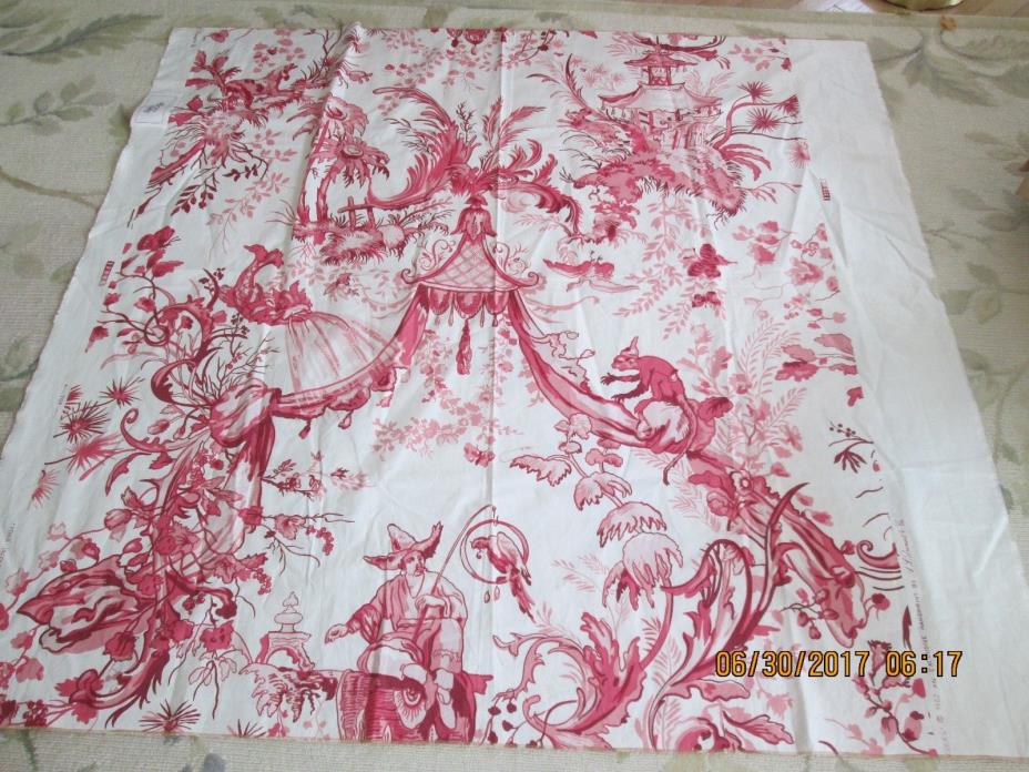 A. L. DIAMENT CO. ENGLAND RARE PINK TOILE 1982 HAND PRINT HEAVY COTTON 54