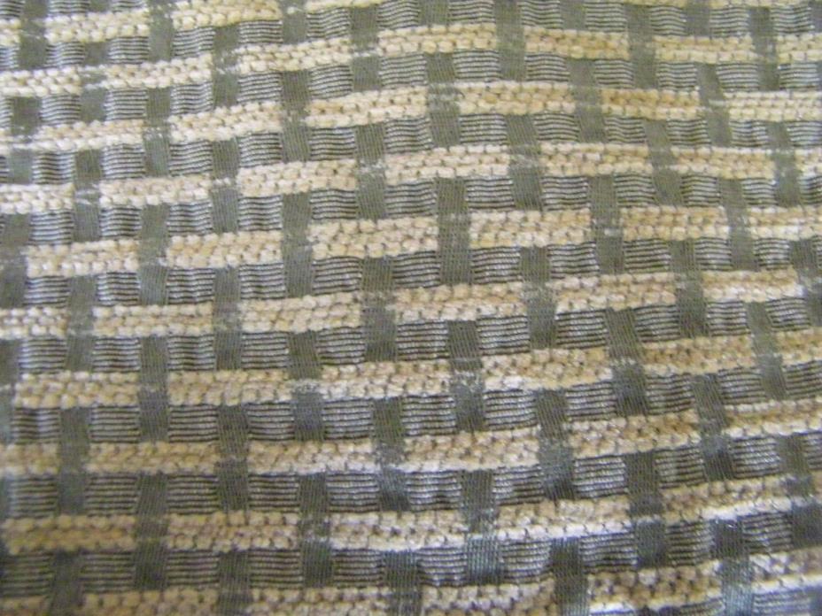 Gold & Green Chenille Upholstery Fabric Basket weave Design 1 7/8 Yd. x 54