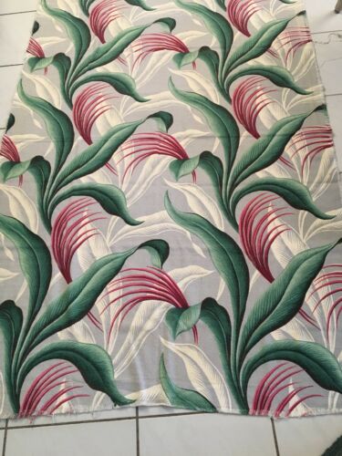 Barkcloth Fabric Remnant Tropical Leaves