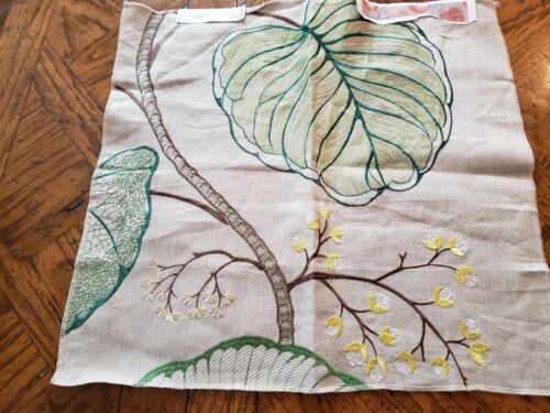 LORCA ~ OSBORNE & LITTLE Fabric Remnant - JAVA - EMBROIDERY - INDIA 19x17   $410