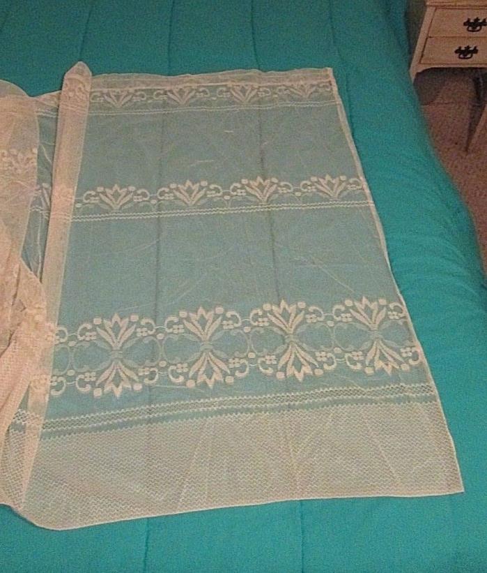 Vintage Mid Century Sheer Curtain Lace  Panel 43