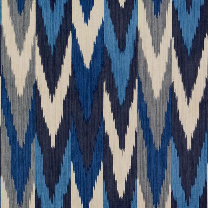 Schumacher Ikat Velvet Uphol. Fabric- Kashgar Ikat / Indigo Slate 1.65 yd 176100