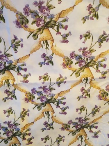 Vintage Waverly Chintz Fabric~ Yours Truly  Violet Floral Sprays  3 ~ 1+ yd cuts