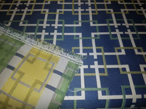 High Quality Contemporary Upholstery Fabric Med. Blue Geometric 10+ yards 54