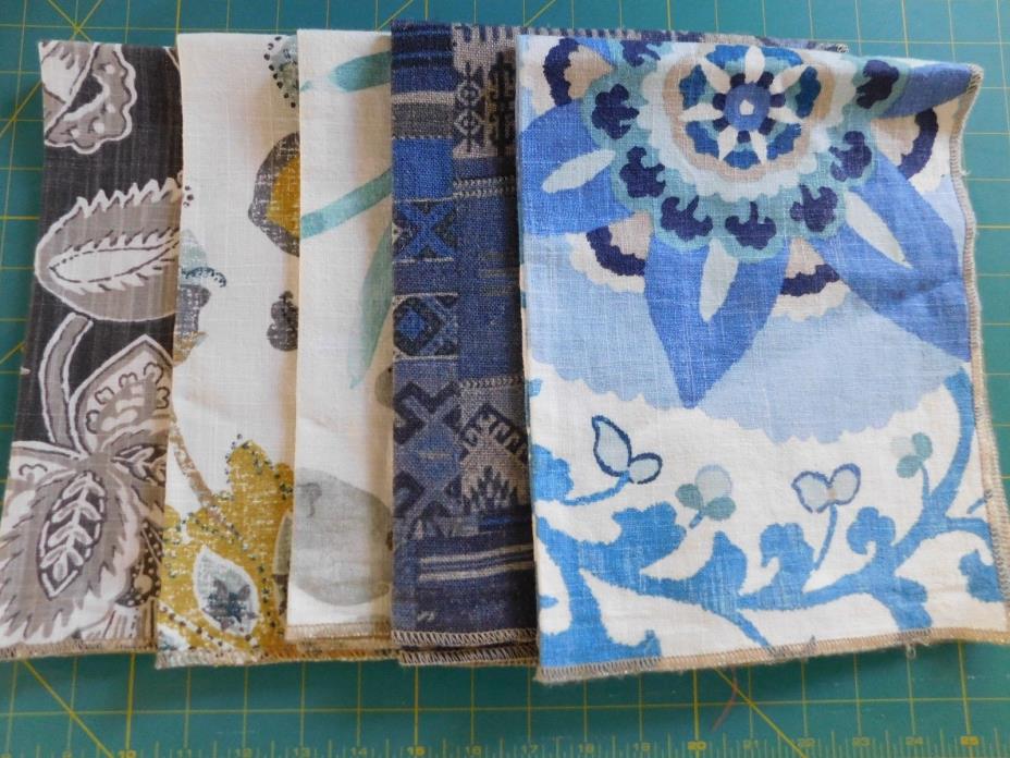 Lot of 5 Upholstery Fabric Samples Linen,Linen blend approx 17 x 21