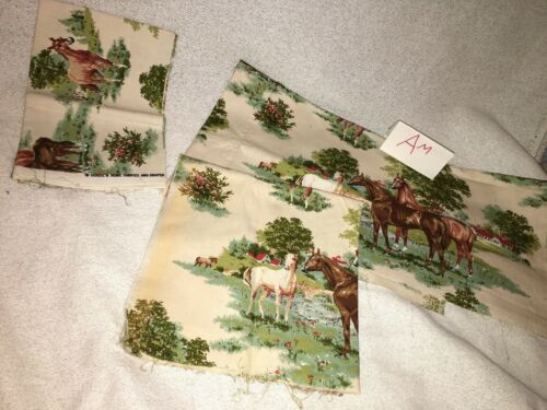 Upholstery Fabric,Horses,Trees,Flowers, House,Grass, House N Home Fabrics Scrap