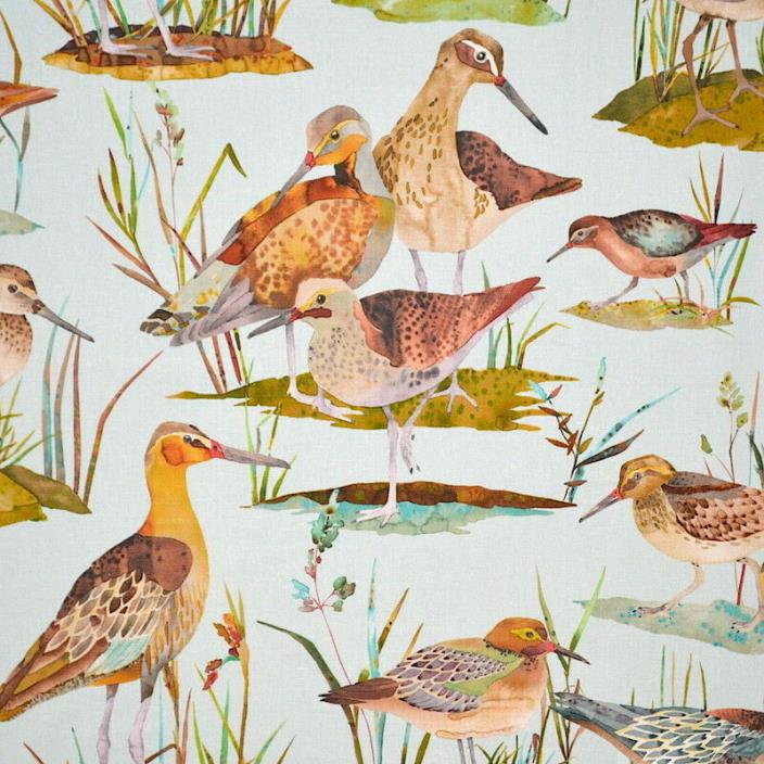 A TRANQUILL VIEW! DUCK POND MOTIF COTTON BLEND PRINT FABRIC3 YARDS MULTICOLORED