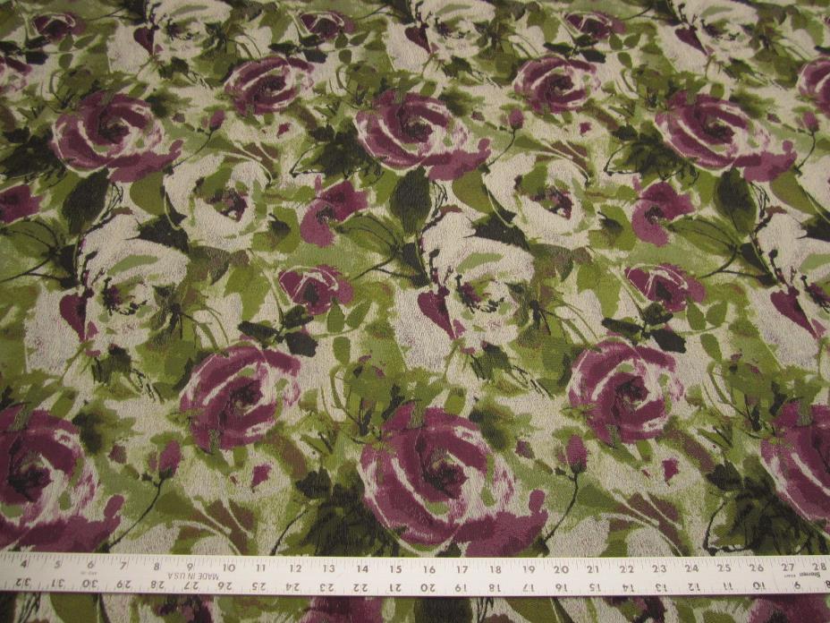 1 3/4 yards of Fabricut Cezanne plum floral upholstery fabric r3004