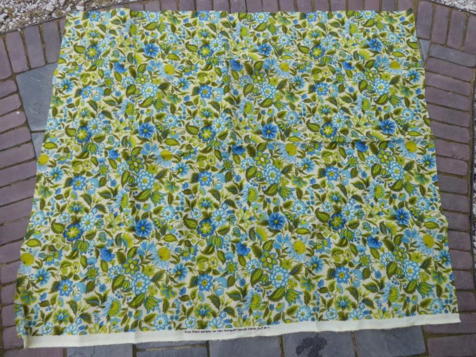Vtg Screen Printed Savalux Fabric Burlap? Upholstery Flower Power Garielle Cie