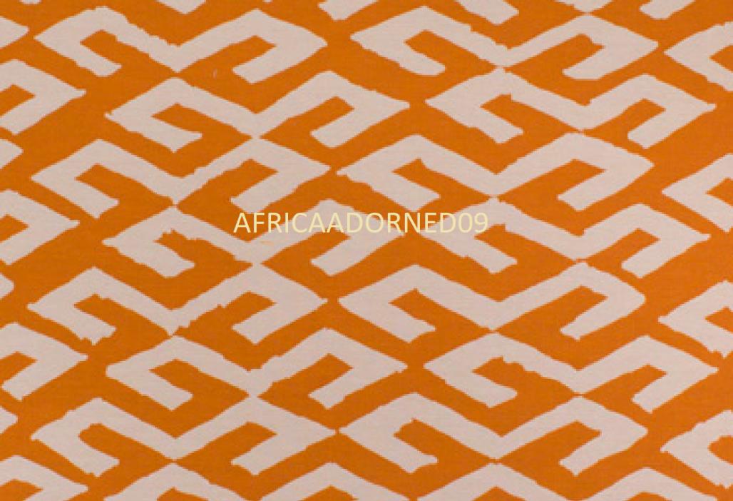G28Y AFRICAN INSPIRED ETHNIC CHIC IKAT MOTIF  UPHOLSTERY FABRIC 5 YARDS ORANGE