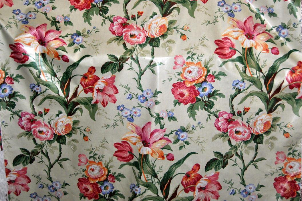 SCHUMACHER SHENANDOAN GARDEN  FLORAL COTTON UPHOLSTERY FABRIC 4+ YARDS