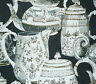 CAMENGO Tea Time Toile Black Natural Linen Cotton Remnant New