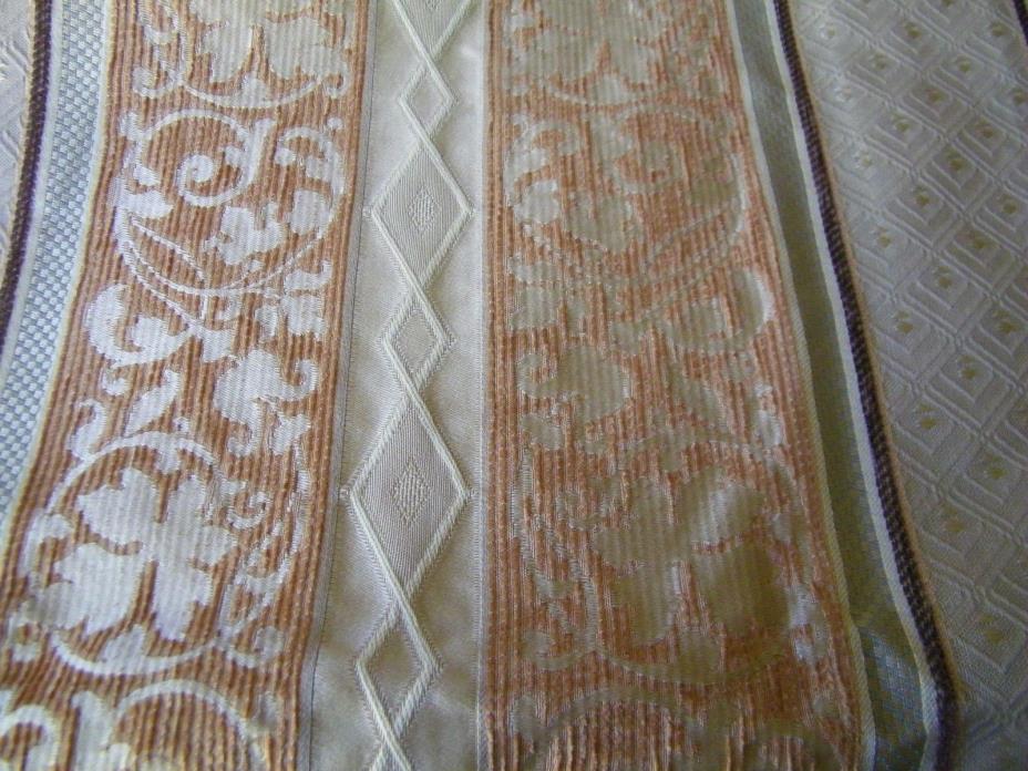 2 Yd., 32 In. Apricot, Beige, Sage, Brown  Striped Upholstery Fabric  56