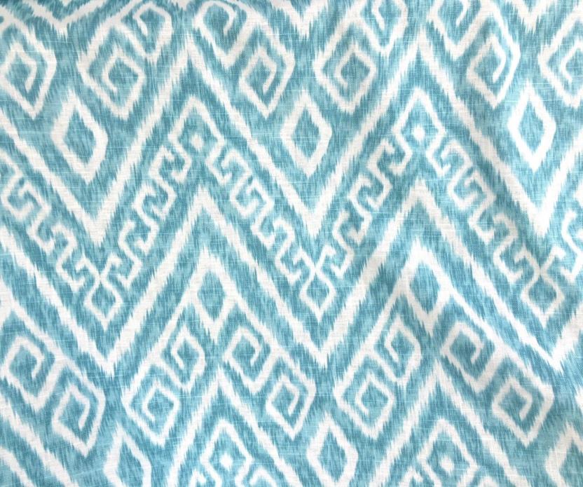 Drapery Upholstery Linen Fabric Jaclyn Smith Peacock Linen Flame Stitch 1+ YARDS