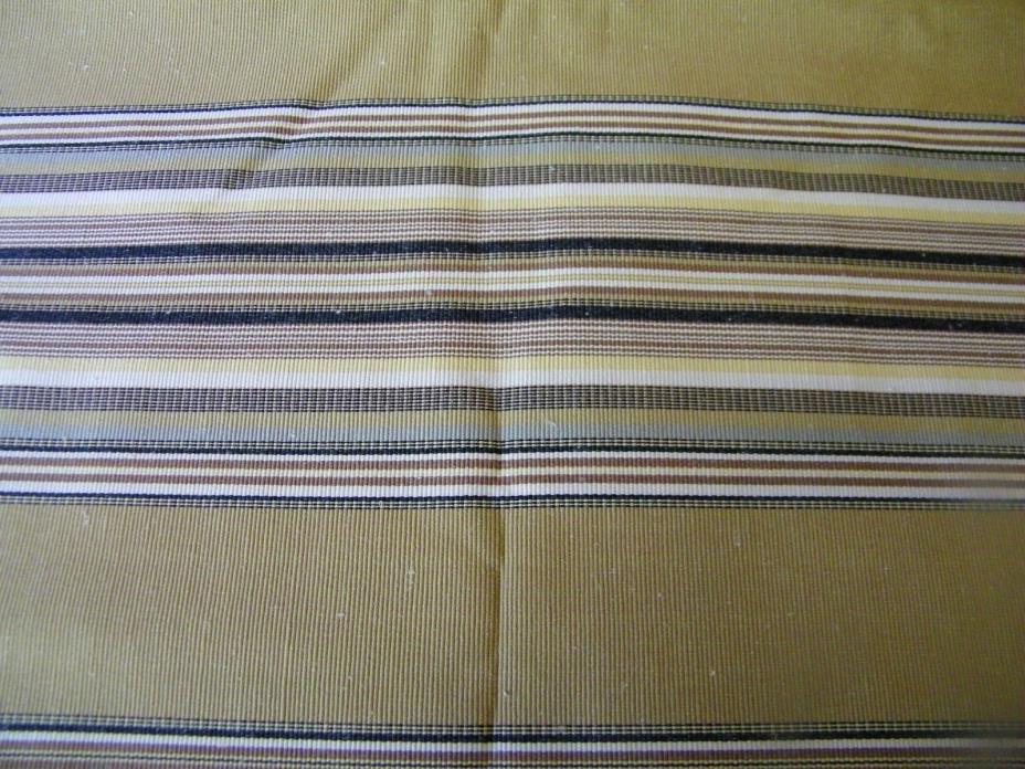 2 Yd,6 In Gold/Tan, Black, Gray Striped Upholstery Fabric 60