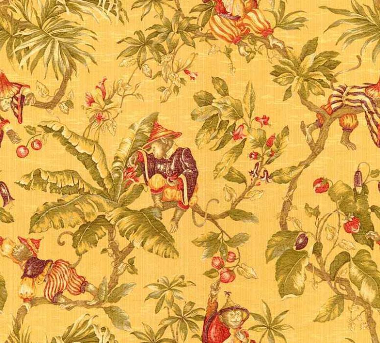 KRAVET EXQUISITE MONKEY GAMES MOTIF WOVEN JACQUARD UPHOLSTERY FABRIC 5 YARDS